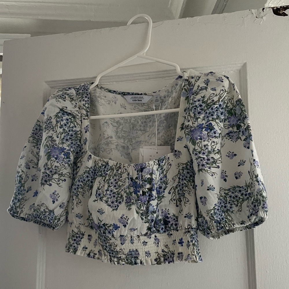 & Other Stories Printed Puff Sleeve Top